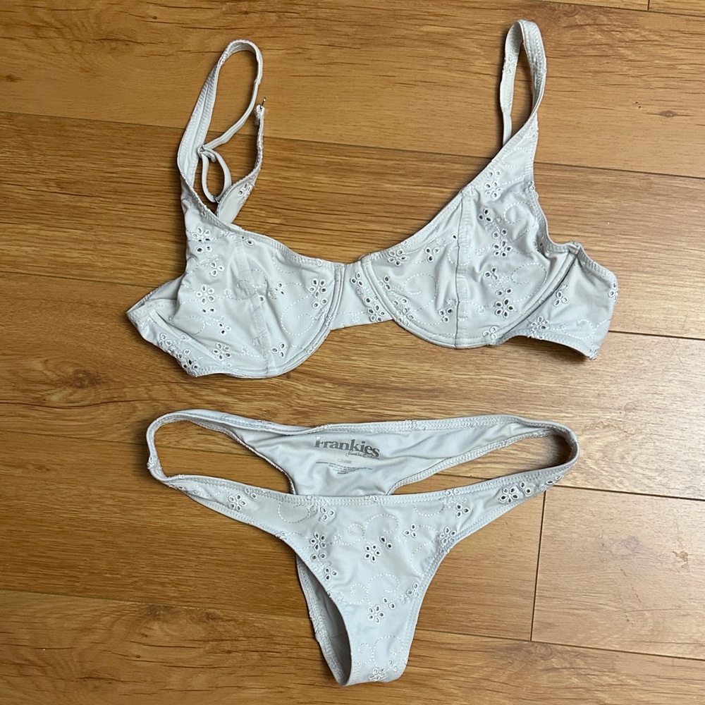 Frankie's Bikinis Cream Eyelet Underwire Bikini Set